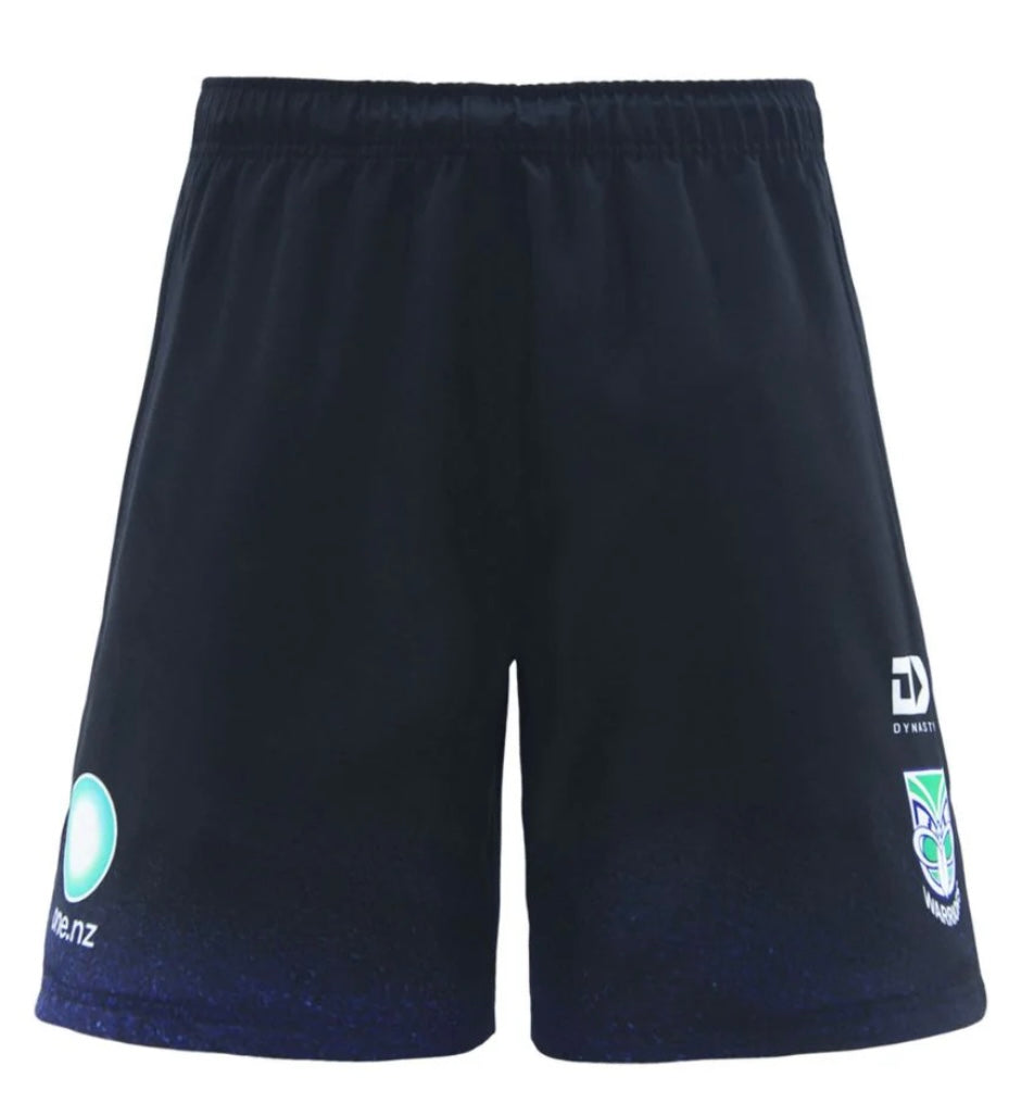 New Zealand Warriors training/gym shorts with zip pockets black (season 2025) Adults