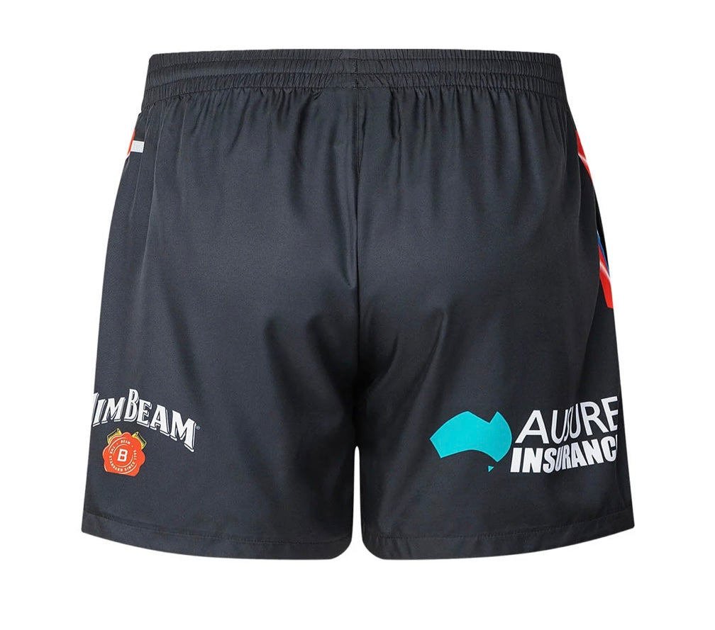 Newcastle Knights training/gym shorts with zip pockets black (season 2025)