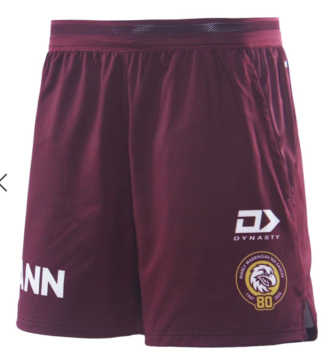 Manly Sea Eagles training/gym shorts with zip pockets (season 2026)