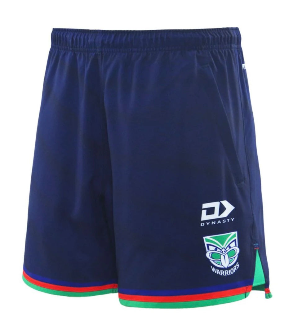 New Zealand Warriors training/gym shorts with zip pockets blue (season 2025) Adults