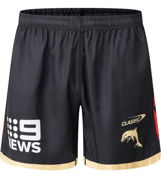 Dolphins rugby league training/gym shorts with zip pockets (season 2025) kids