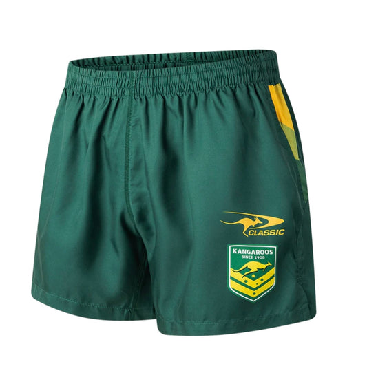 AUSTRALIAN KANGAROOS TRAINING/GYM SHORTS WITH POCKETS (adults) Green  season 2025